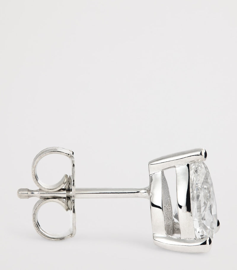 Harrods white gold diamond pear stud earrings 1.00ct (British brand)