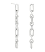 Harrods Astrid & Miyu Rhodium-Plated Pavé Chain Link Drop Stud Earrings- Buy online at McGrocer
