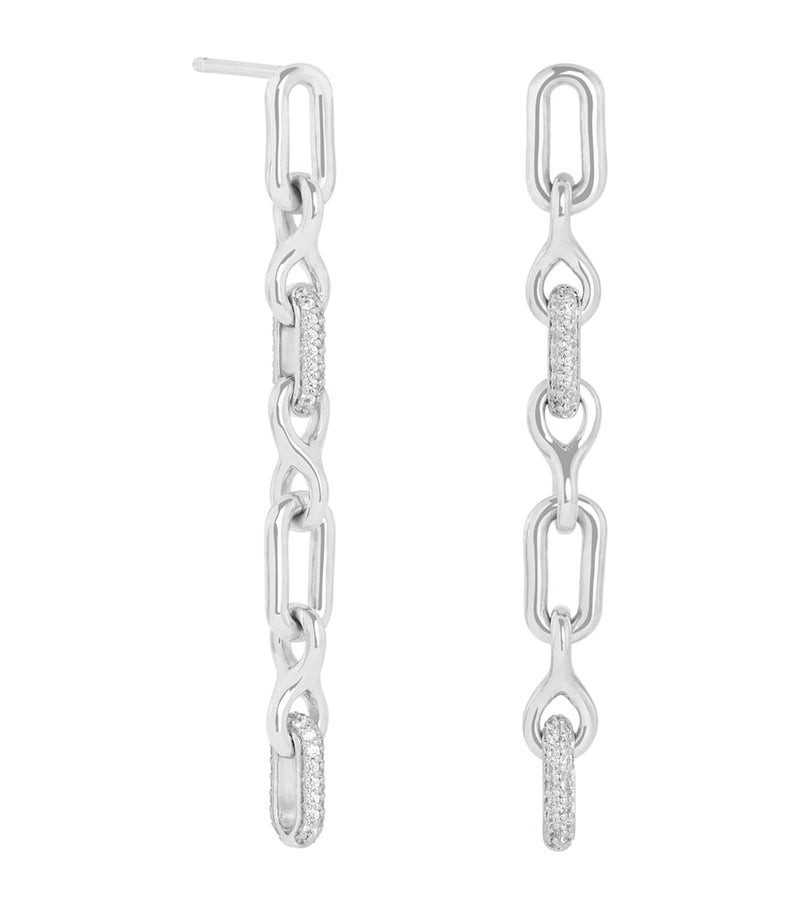Astrid & Miyu rhodium-plated drop earrings with cubic zirconia stones (British brand)