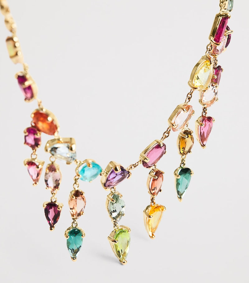 Jacquie Aiche Shaker necklace yellow gold mixed gemstone - British product