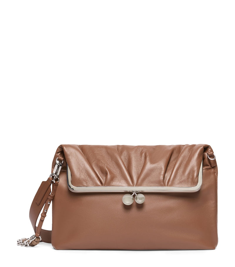 Weekend Max Mara Pasticcino ram leather clutch bag, imported from the UK