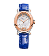 Harrods Chopard Happy Sport Oval Watch Rose Gold Stainless Steel Diamond 29mm- Buy online at McGrocer