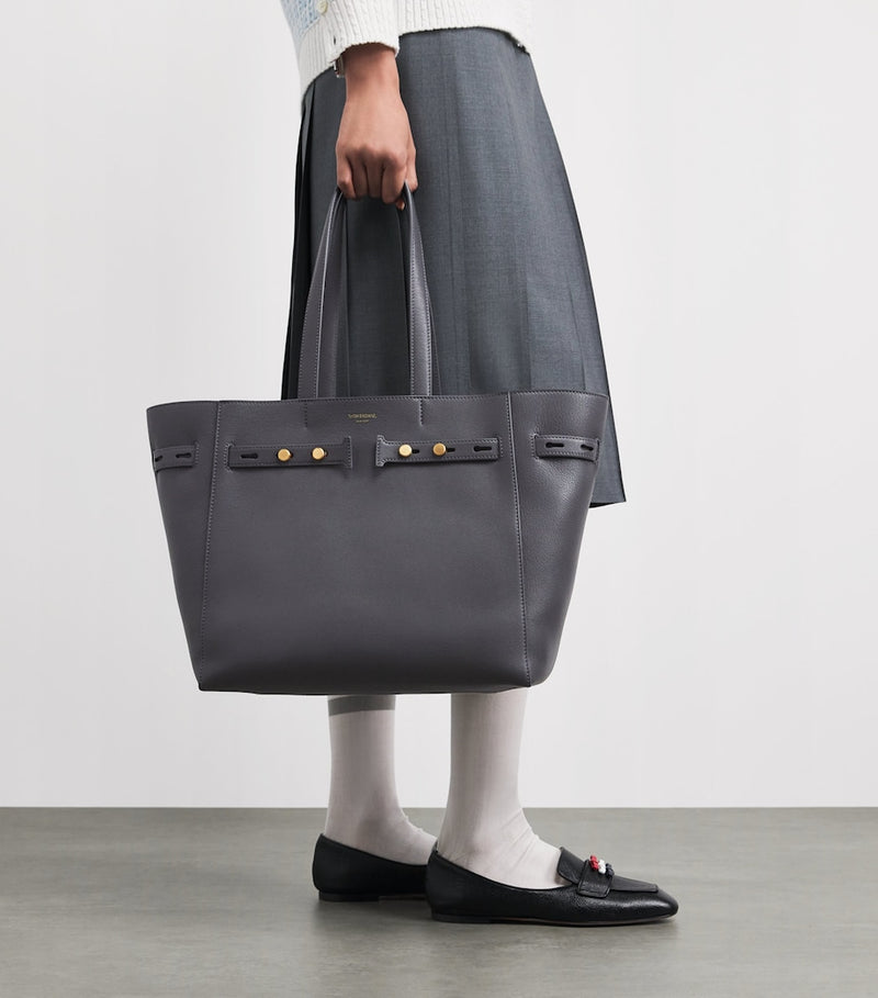 Thom Browne leather Cabas tote bag with zip pouch - British product