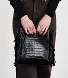 Maje M cross-body bag leather fringed trim UK version
