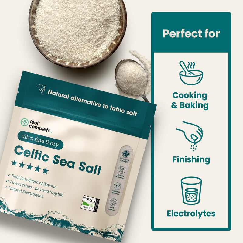 Feel Complete Celtic sea salt ultra fine dry 200g, UK version