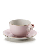 Villari cappuccino cup and saucer set with gold rim, UK version