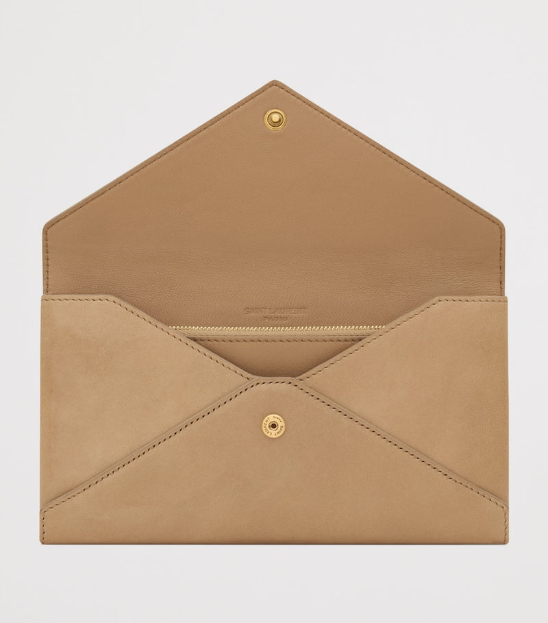 Saint Laurent Large Leather Letter Flap Wallet, imported from the UK