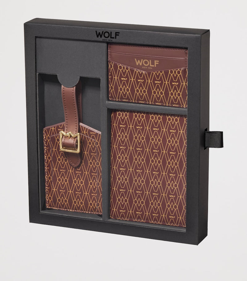 WOLF Signature passport holder card holder luggage tag set apple leather (British brand)