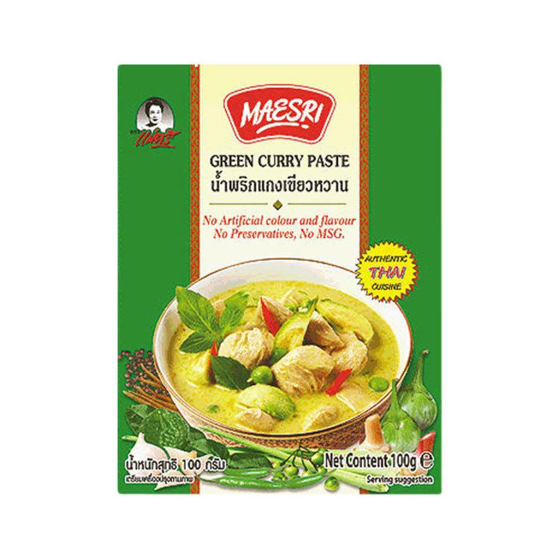Maesri Thai green curry paste for homemade curries, UK version