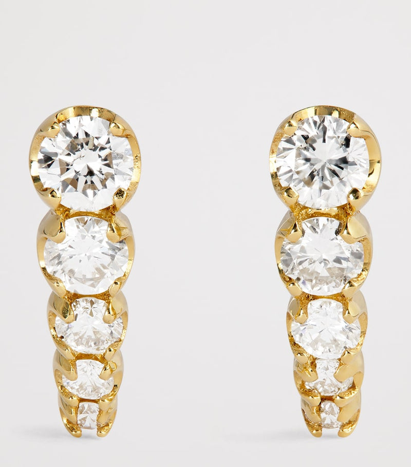Jennifer Meyer large yellow gold and diamond Edith stud earrings, UK version