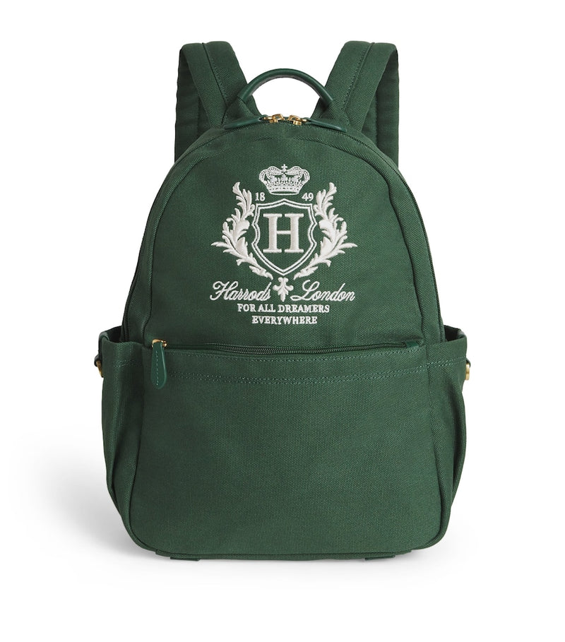 Harrods Cotton Embroidered Emblem Backpack, UK version