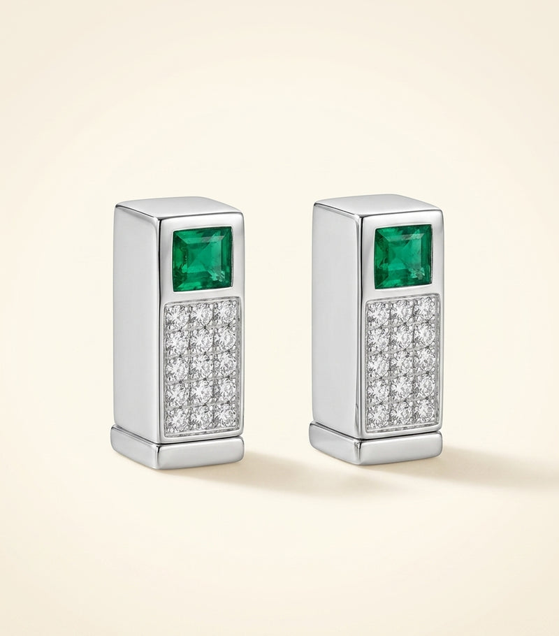 Cartier Panthère earrings white gold diamonds emerald onyx, UK version