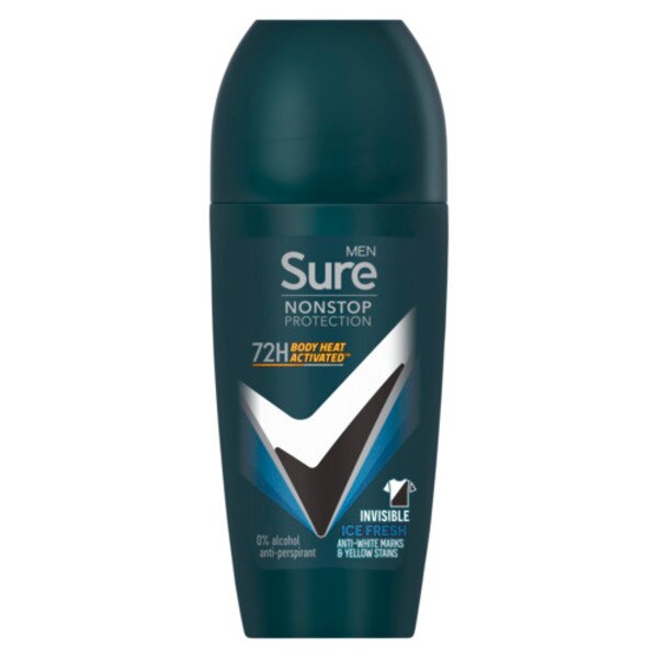 Sure Men Antiperspirant Deo Roll On Nonstop Invis Ice 50ml GOODS Superdrug