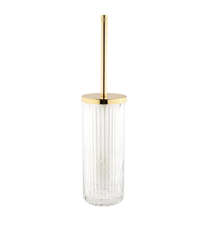 ZODIAC Roman toilet brush holder with grooved crystal and 24-karat gold handle (British brand)