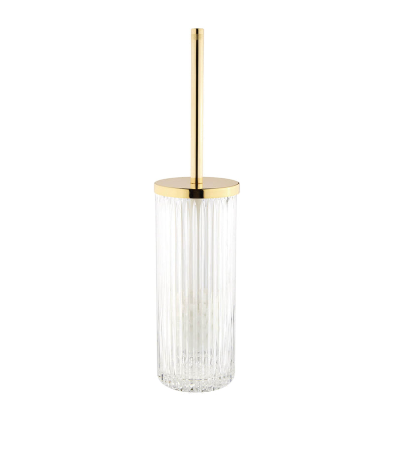ZODIAC Roman toilet brush holder with grooved crystal and 24-karat gold handle (British brand)