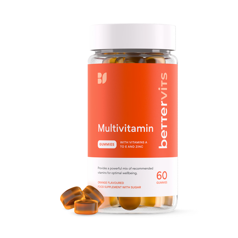 Bettervits multivitamin gummies with vitamins A to E and zinc 60 count (British brand)