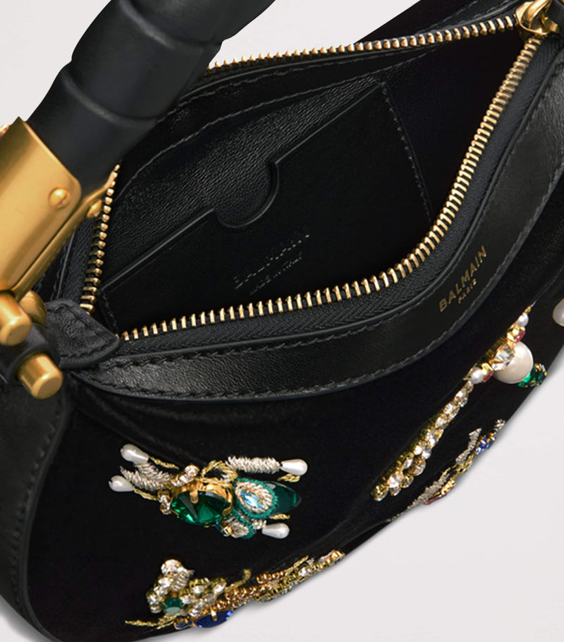 Balmain Mini Velvet Ebene top-handle bag - British product
