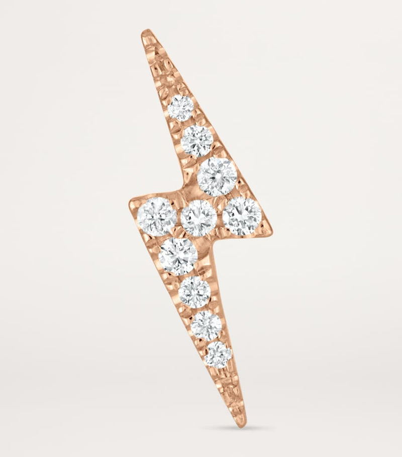 Maria Tash rose gold diamond lightning bolt stud earring 11mm (British brand)