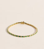 Suzanne Kalan yellow gold and emerald bold linear tennis bracelet, UK version