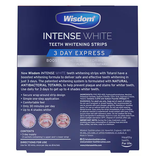 Wisdom Teeth Whitening Strips 3Day Express (British brand)