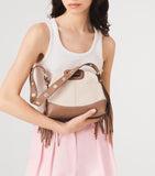 Maje small canvas Miss M shoulder bag, imported from the UK