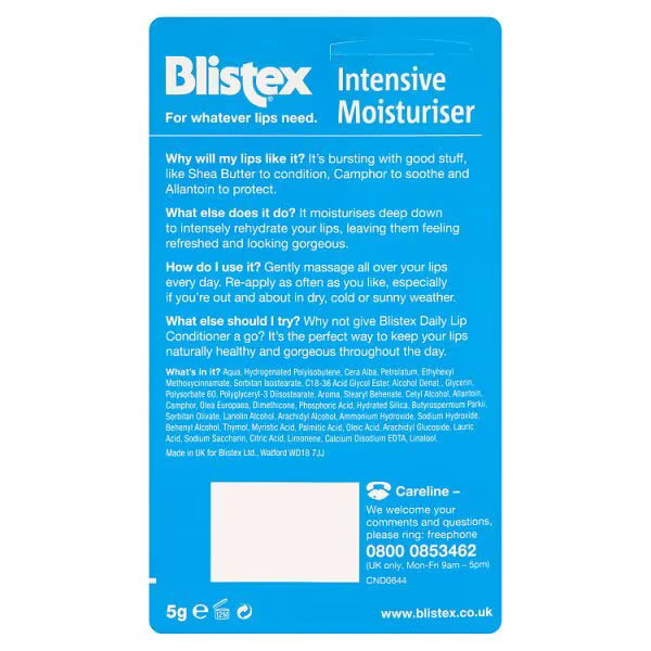 Blistex Lip Balm Intensive Moisturiser 5g - British product
