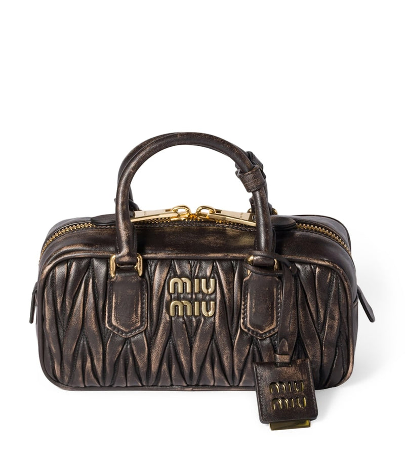 Miu Miu Arcadie top-handle bag matelassé leather, imported from the UK