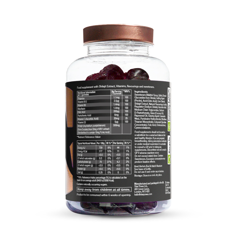 Starpowa Energy+ Shilajit Mixed Berry gummies 60 (British brand)