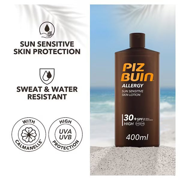 Piz Buin Allergy Sun Sensitive Skin Lotion 400ml, imported from the UK