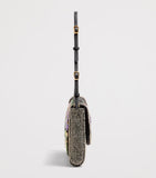 Valentino Garavani small linen embellished DeVain shoulder bag, imported from the UK