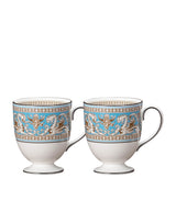 Harrods Wedgwood Florentine Turquoise Bone China Mugs (Set of 2)- Buy online at McGrocer