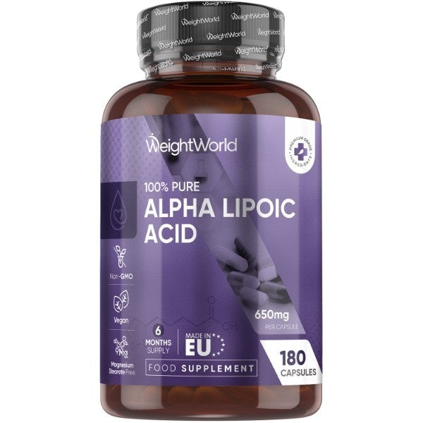 WeightWorld Alpha Lipoic Acid 650mg supplement 180 capsules, UK version