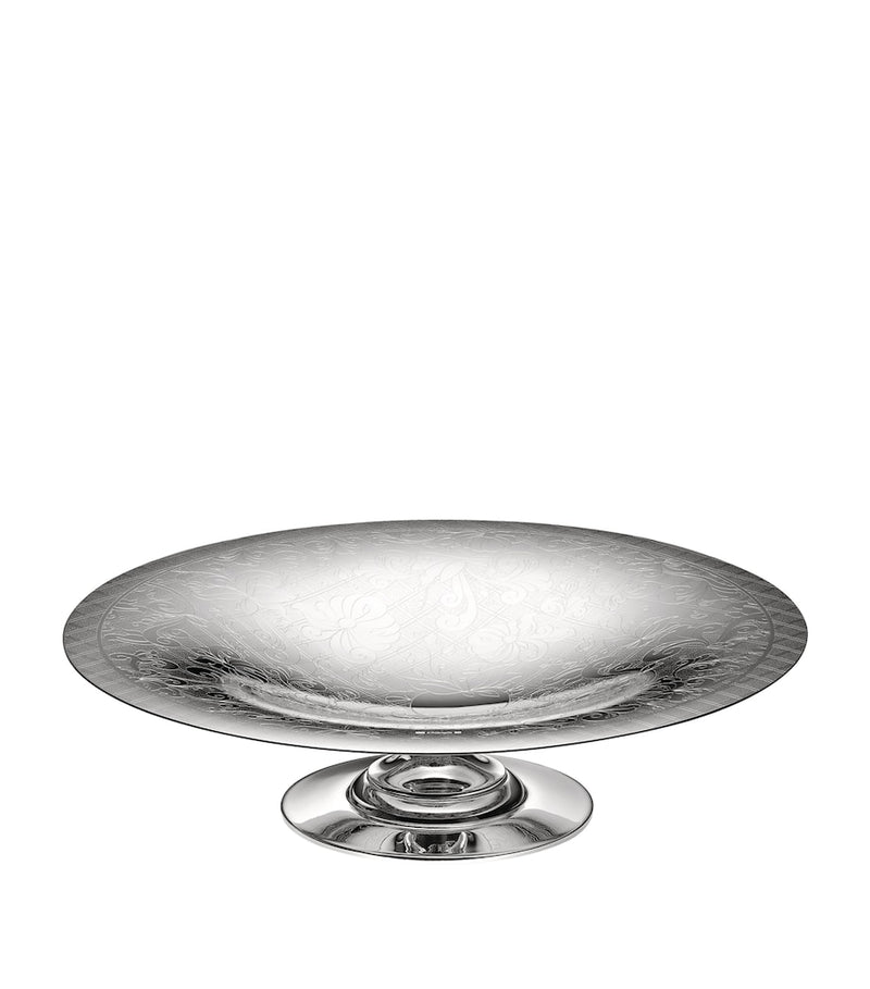 Christofle silver-plated fruit bowl with vine engravings and pedestal base - British product