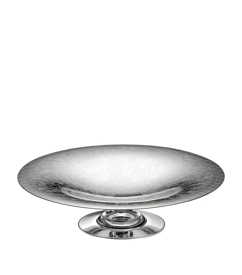 Christofle silver-plated fruit bowl with vine engravings and pedestal base - British product