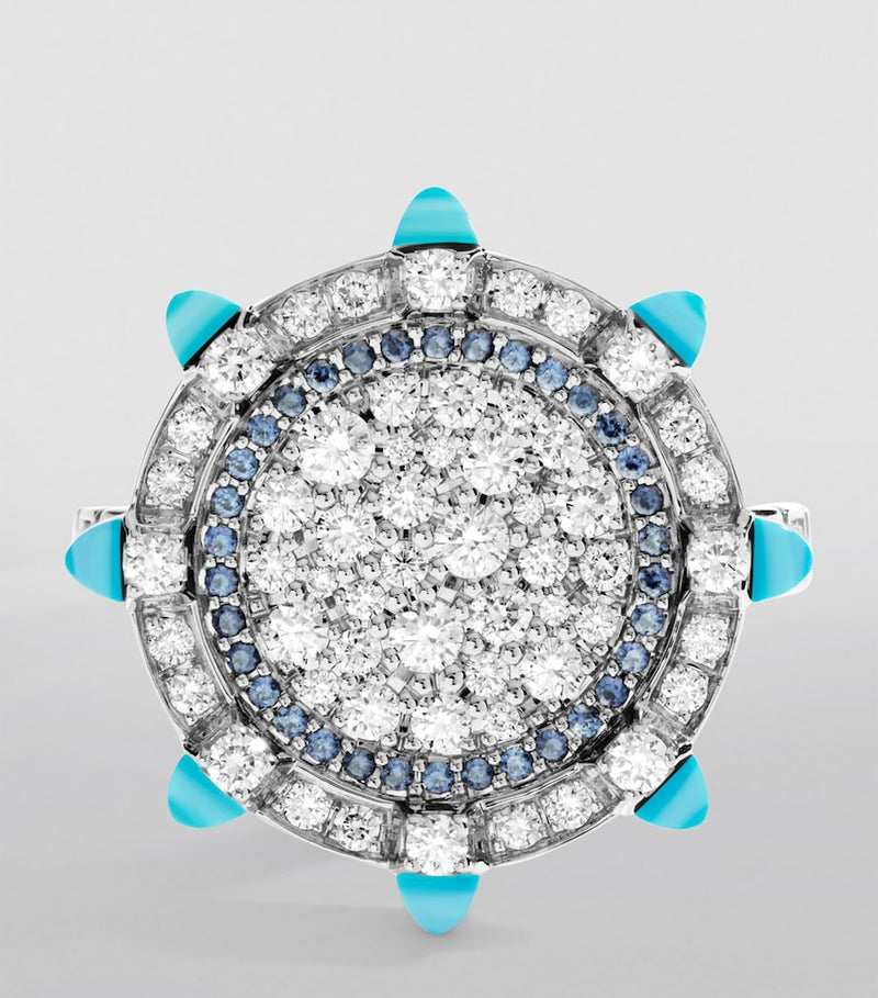 Marli New York white gold diamond and sapphire ring (British brand)