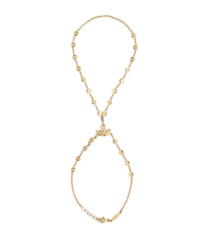 Jacquie Aiche yellow gold diamond finger bracelet, UK version