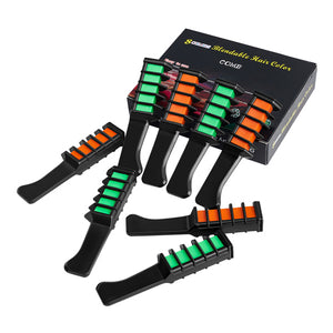 Livingandhome Temporary Hair Chalk Comb Set 2 Colours Orange Green Hair Accessory 8 Pieces
