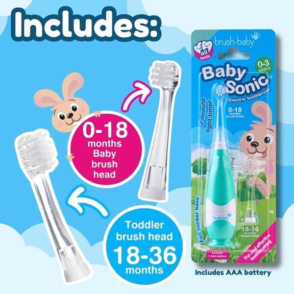 Brush Baby BabySonic Electric Toothbrush Teal 2 Brush Heads - British product