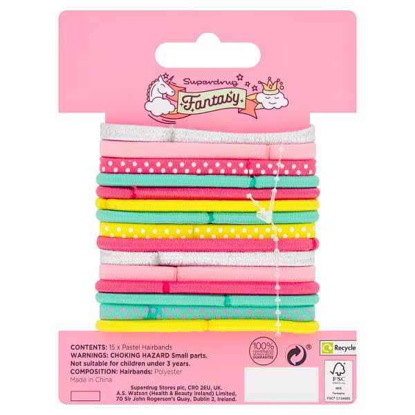 Fantasy pastel elastic hairbands pack of 15 - British product