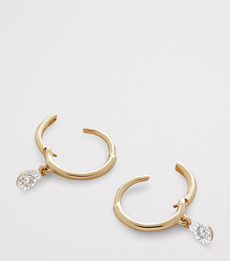 Monica Vinader yellow gold diamond huggie earrings, UK version