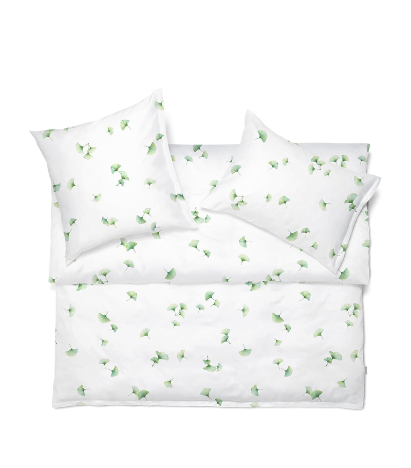 Schlossberg cotton satin super king duvet cover with gingko design, 260x220cm (British brand)