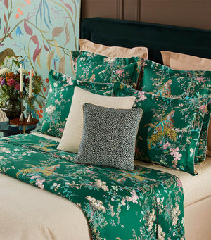 Super King Flat Sheet in Organic Cotton Sateen, Reversible Jungle Design, 270cm x 295cm