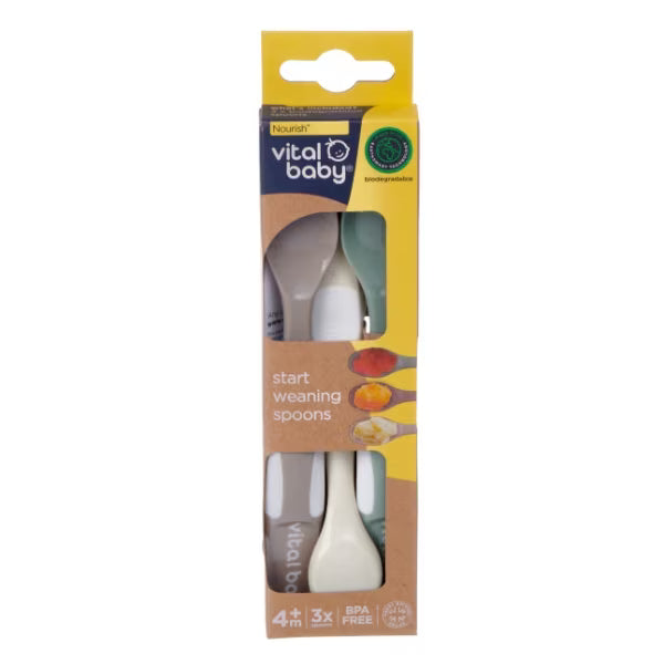 Vital Baby Nourish Start Weaning Spoons 3pk (British brand)