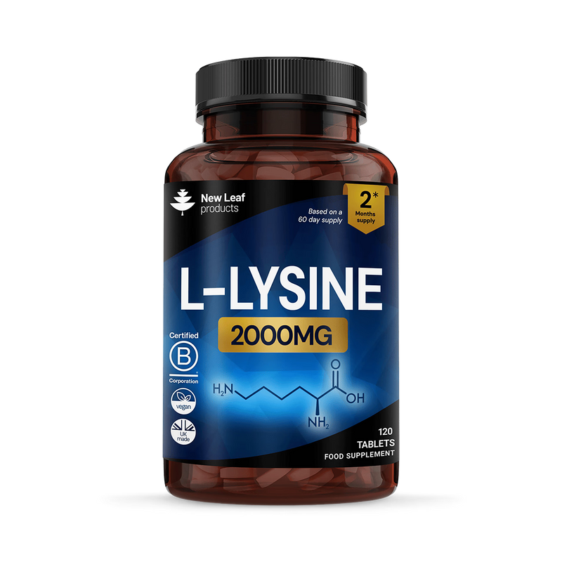 New Leaf Products L-Lysine 120 tablets supplement, UK version