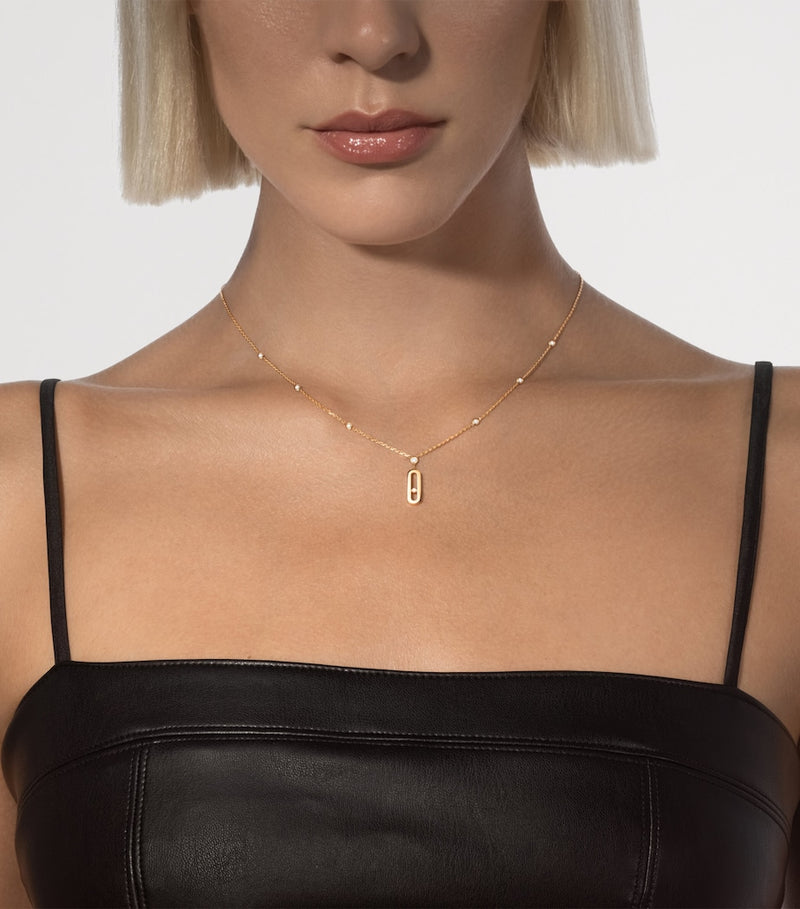 Messika Move Uno yellow gold diamond necklace 0.13ct (British brand)