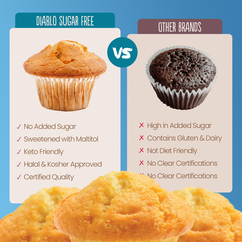 Diablo sugar free vanilla muffins 6 x 45g (British brand)