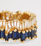 Suzanne Kalan yellow gold diamond sapphire eternity band size 7.25 (British brand)