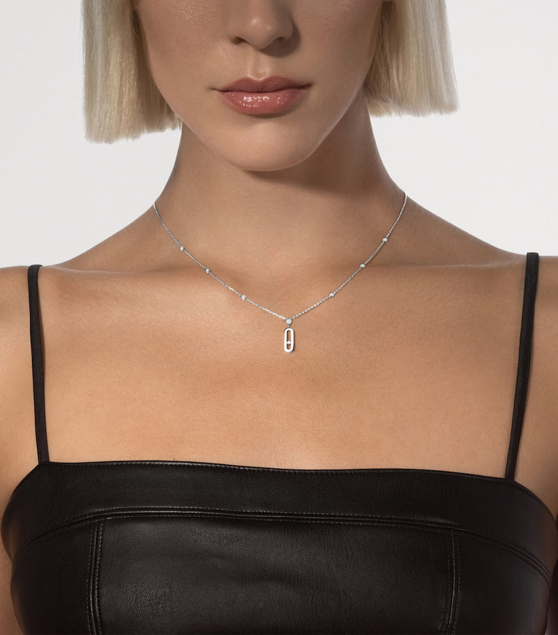 Messika Move Uno white gold necklace with 0.13ct diamonds - British product