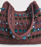 Sandro Paris crochet beaded top-handle bag, imported from the UK
