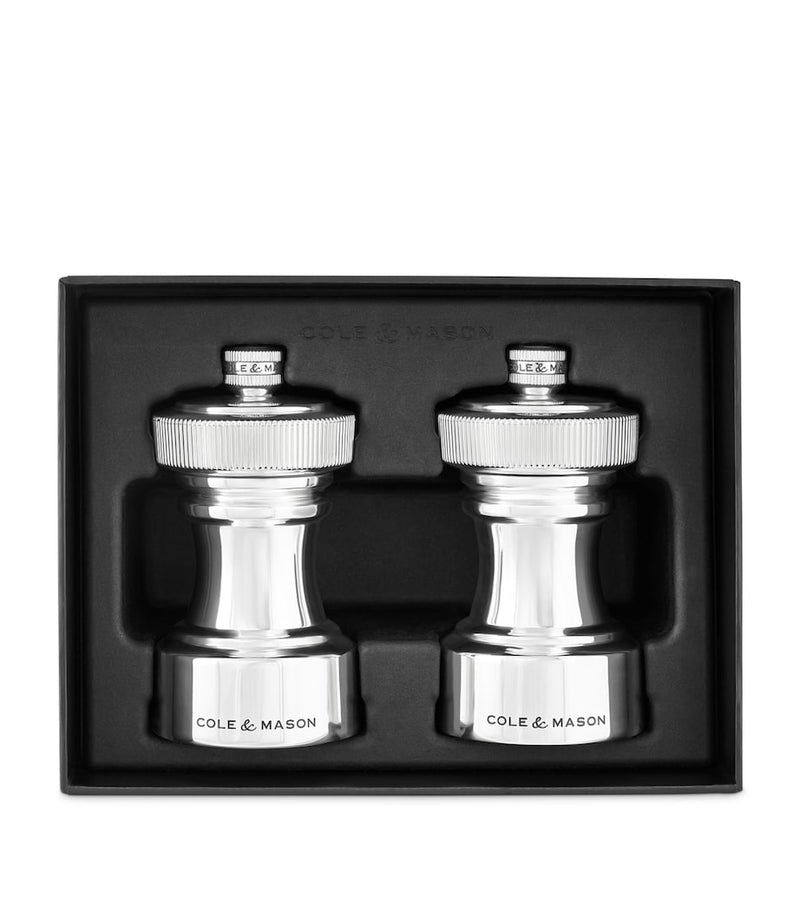 Cole & Mason Silver-Plated Hoxton salt and pepper mills - British product
